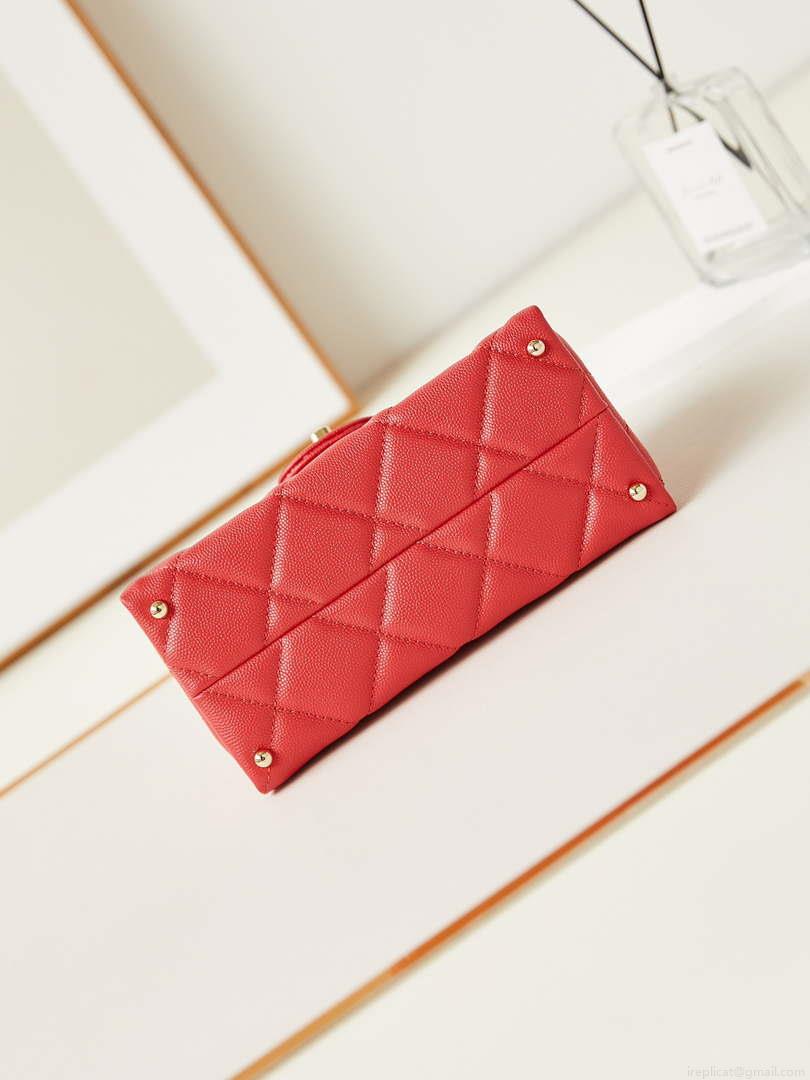 Chanel AS4711 Kelly Bag Calfskin gold tone metal Red