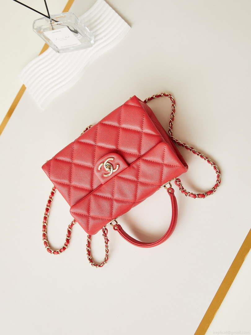 Chanel AS4711 Kelly Bag Calfskin gold tone metal Red