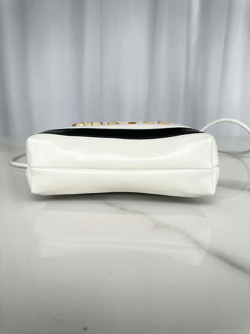 Chanel 22 Mini Handbag AS3980 Shiny Calfskin & Gold-Tone Metal White & Black