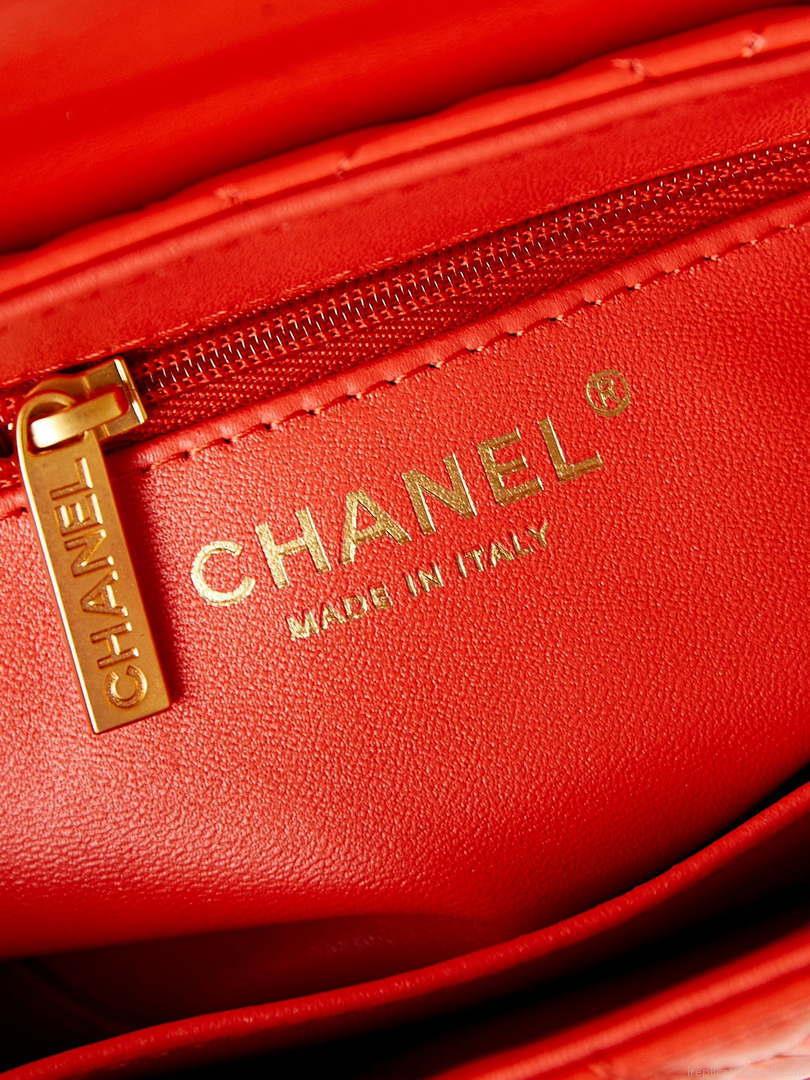 Chanel AS4416 Mini Shopping Bag shiny aged Calfskin gold tone metal Orange red