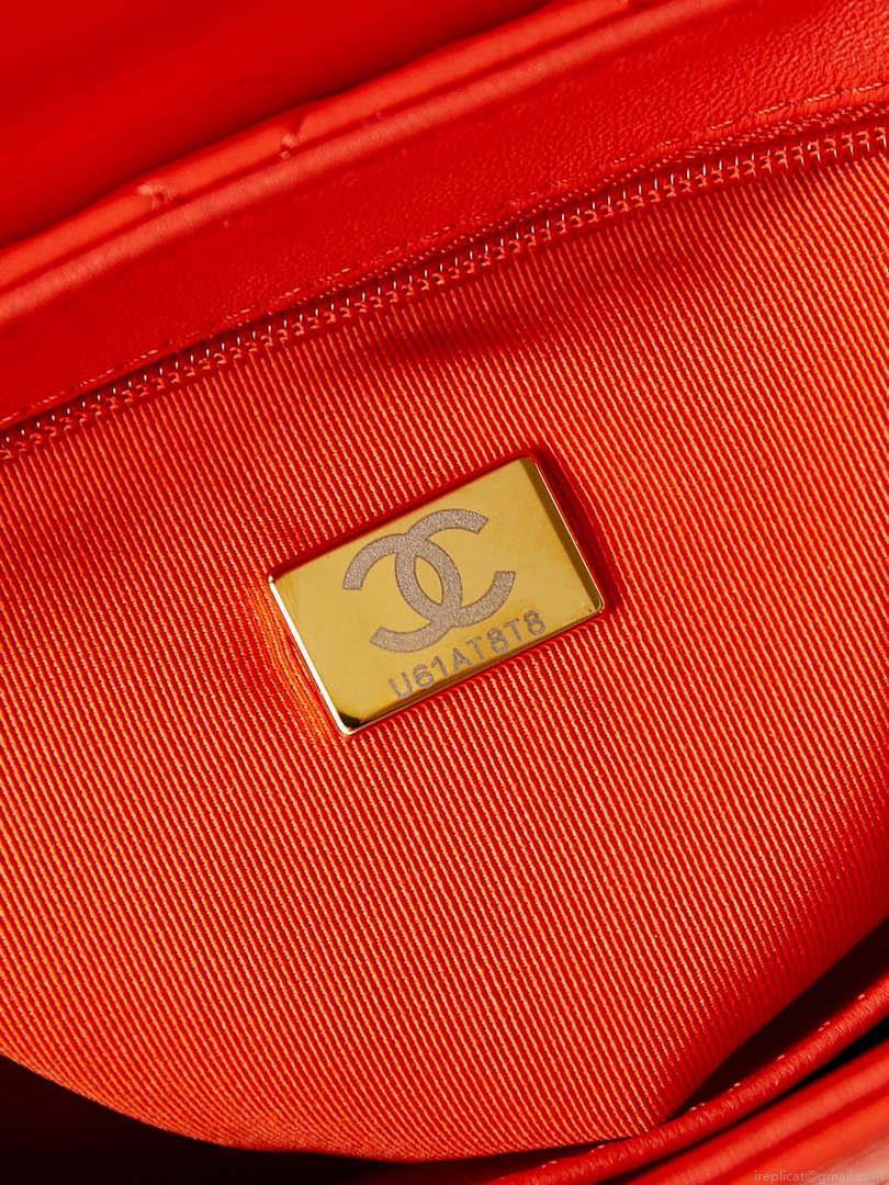 Chanel AS4416 Mini Shopping Bag shiny aged Calfskin gold tone metal Orange red