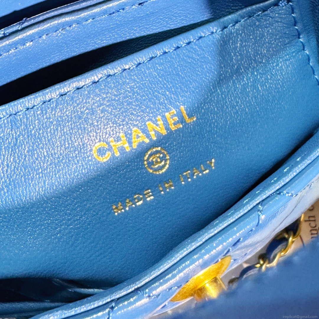 Chanel AP3435 Shiny Aged calfskin & gold-tone metal blue