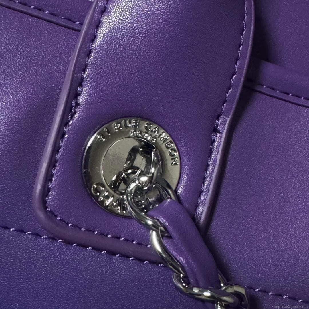 Chanel AS3351 Shopping Bag Shaded Calfskin & Silver-Tone Metal Purple, Blue & Dark Blue