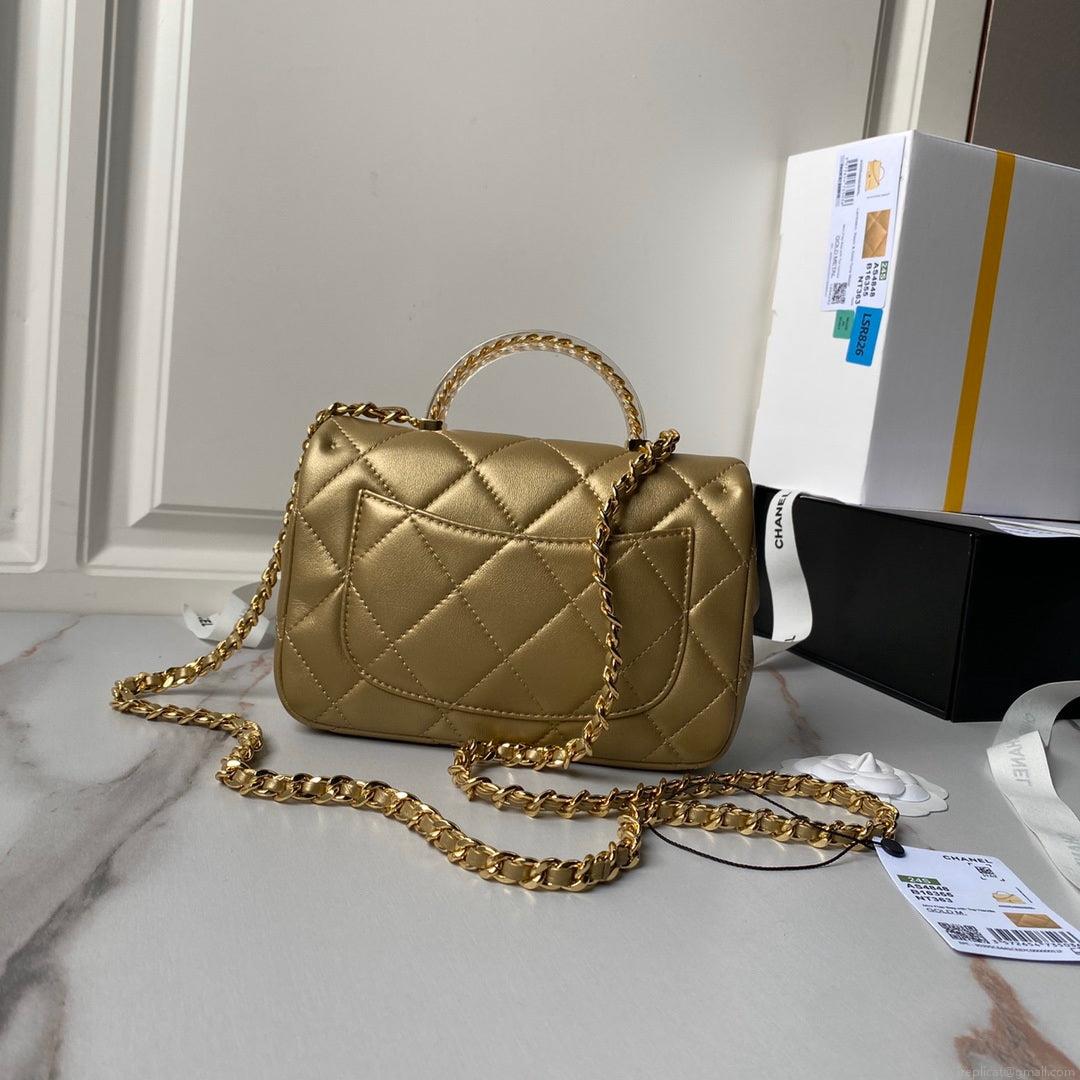 Chanel AS4848 Mini Flap bag With top handle Gold