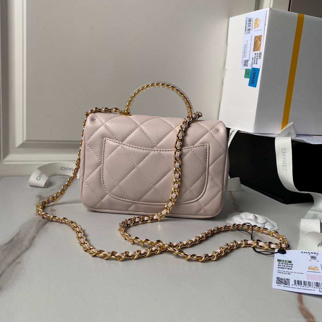 Chanel AS4848 Mini Flap bag With top handle Pink