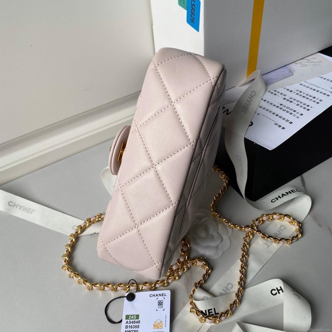 Chanel AS4848 Mini Flap bag With top handle Pink
