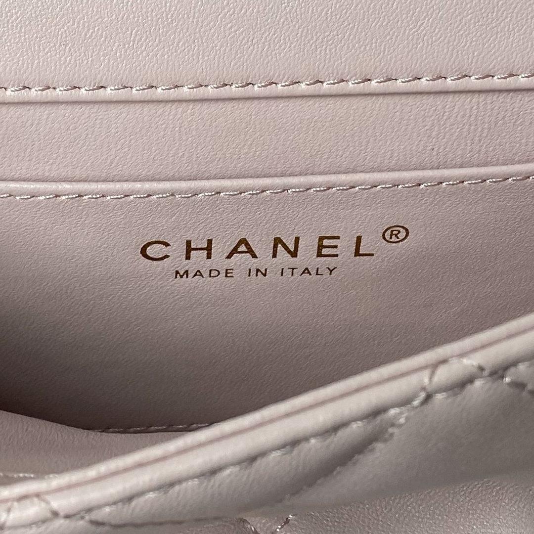 Chanel AS4848 Mini Flap bag With top handle Pink