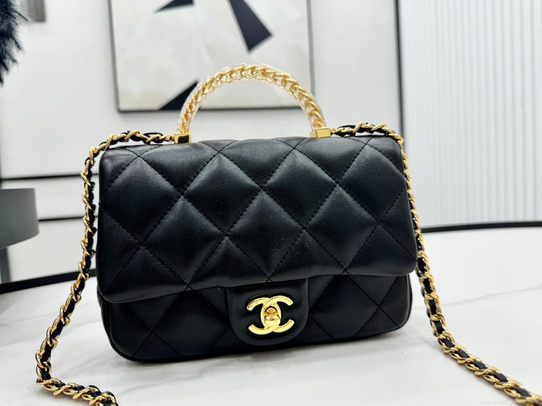 Chanel AS4848 Mini Flap bag With top handle Black