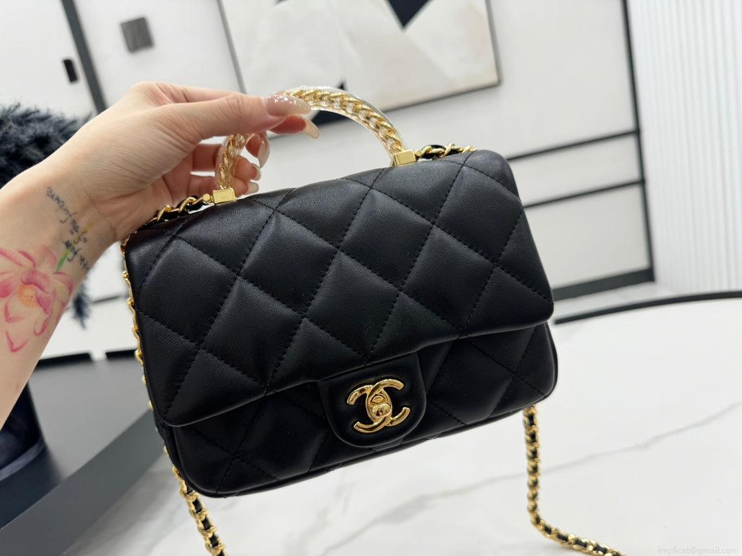 Chanel AS4848 Mini Flap bag With top handle Black