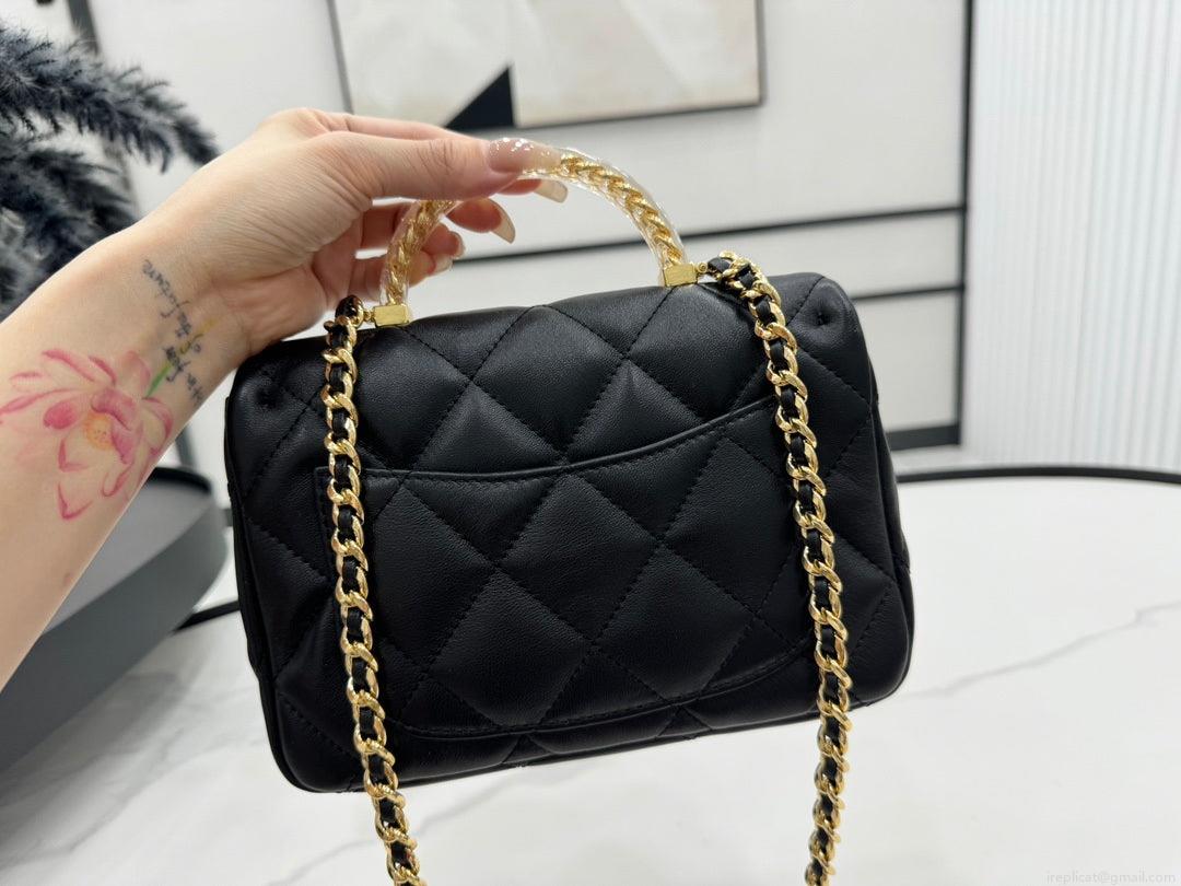 Chanel AS4848 Mini Flap bag With top handle Black