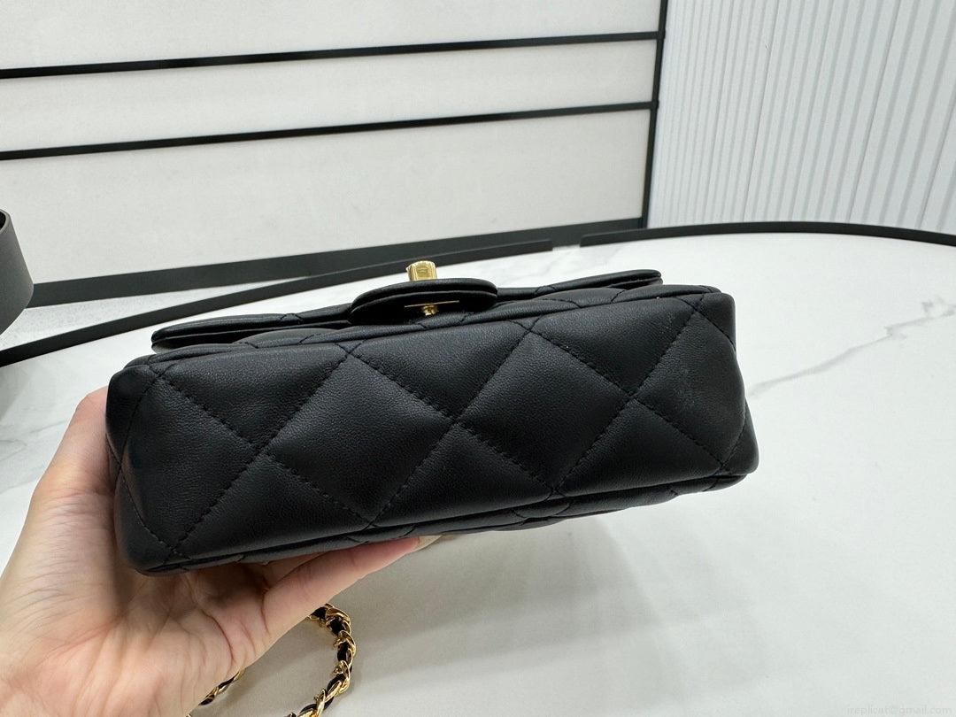Chanel AS4848 Mini Flap bag With top handle Black