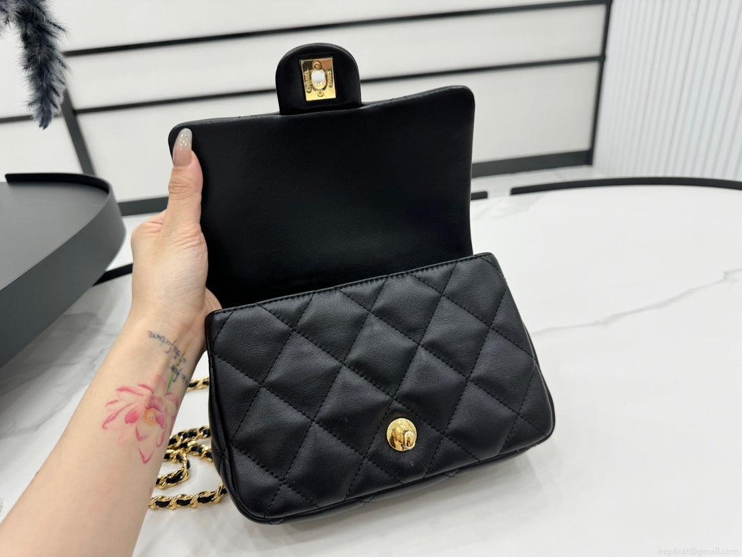 Chanel AS4848 Mini Flap bag With top handle Black