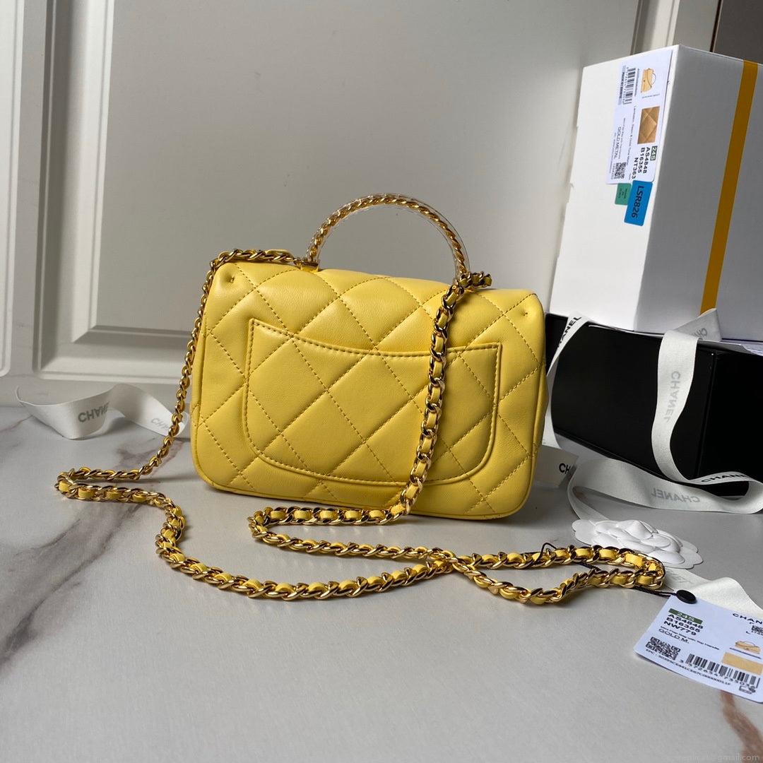 Chanel AS4848 Mini Flap bag With top handle Yellow