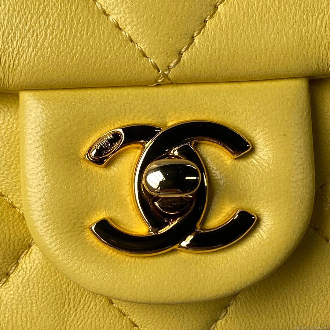 Chanel AS4848 Mini Flap bag With top handle Yellow