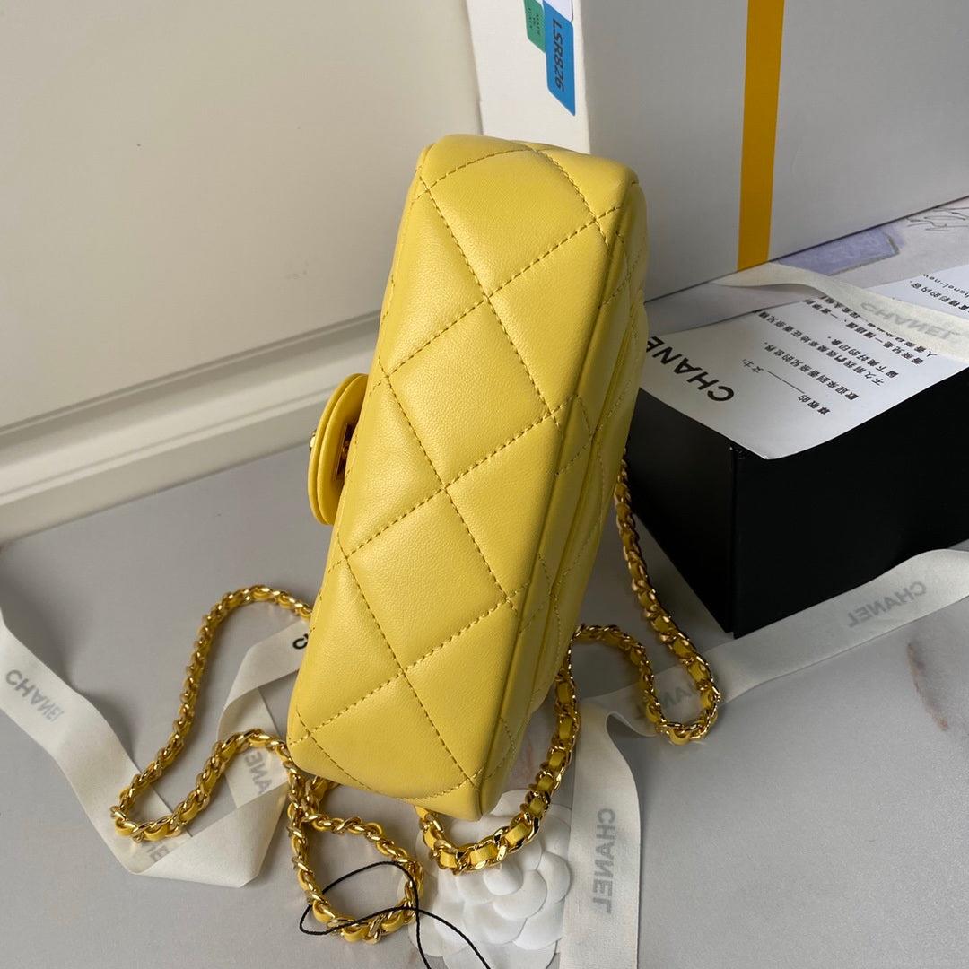 Chanel AS4848 Mini Flap bag With top handle Yellow