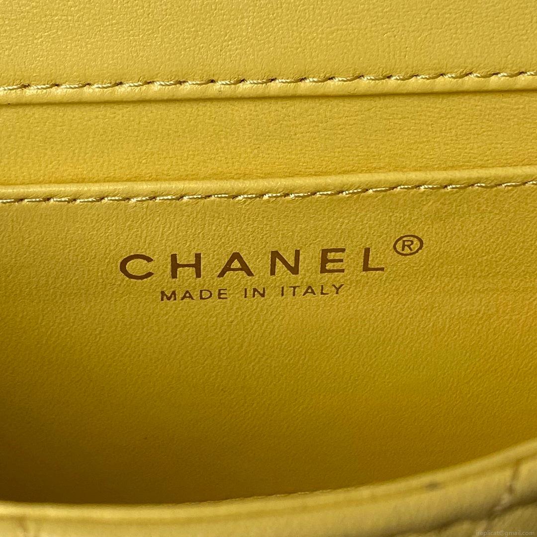 Chanel AS4848 Mini Flap bag With top handle Yellow