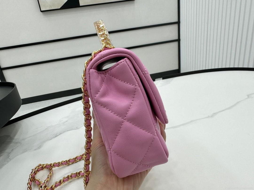Chanel AS4848 Mini Flap bag With top handle Rose Red