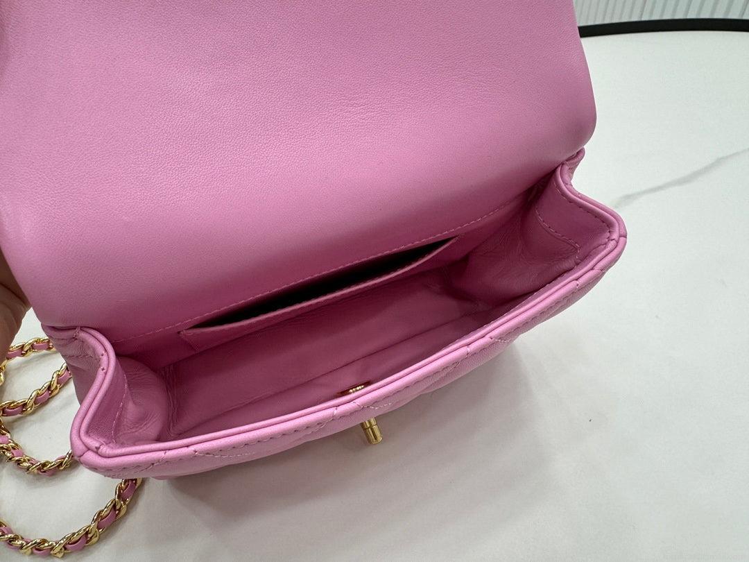 Chanel AS4848 Mini Flap bag With top handle Rose Red