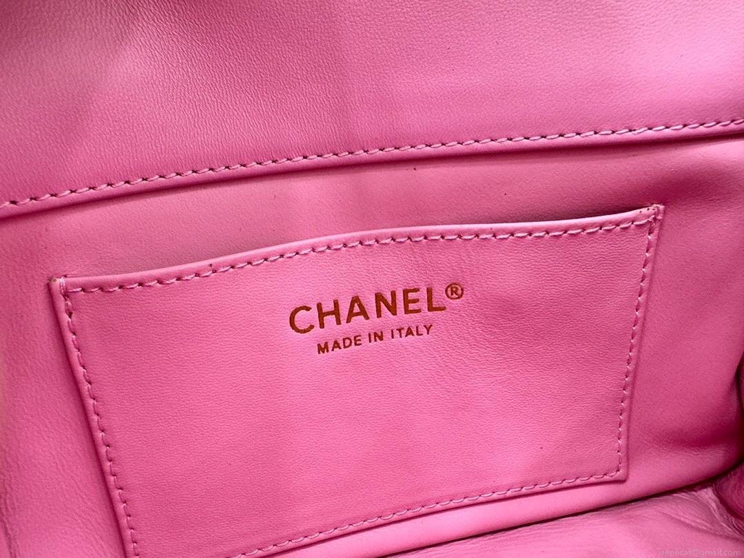 Chanel AS4848 Mini Flap bag With top handle Rose Red