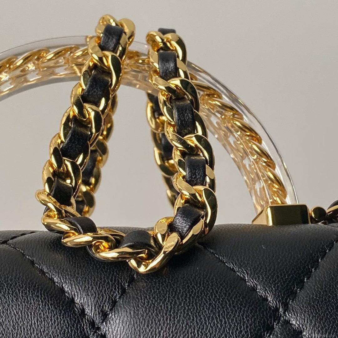 Chanel AS4847 Mini Flap bag With top handle Black