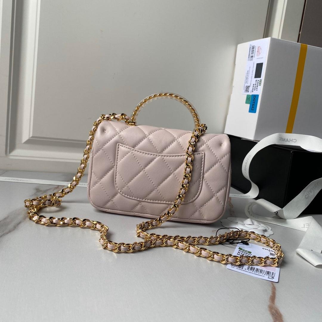 Chanel AS4847 Mini Flap bag With top handle Pink