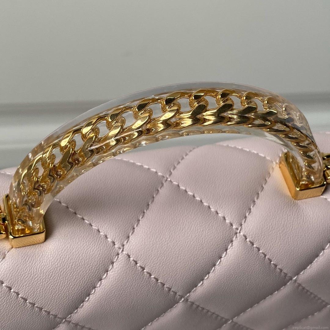 Chanel AS4847 Mini Flap bag With top handle Pink