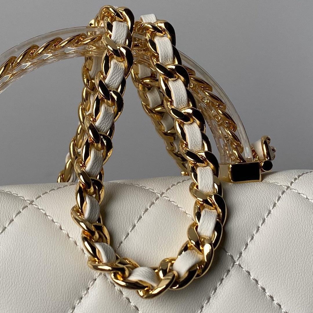 Chanel AS4847 Mini Flap bag With top handle White