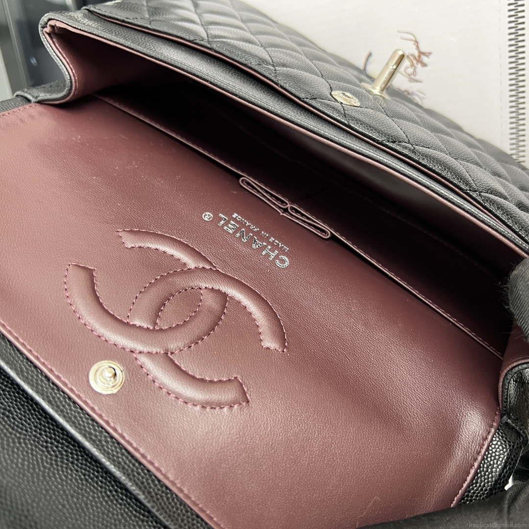 Chanel A01112 Flap Classic 11.12 Handbag Grained Calfskin & Silver-Tone Metal Black