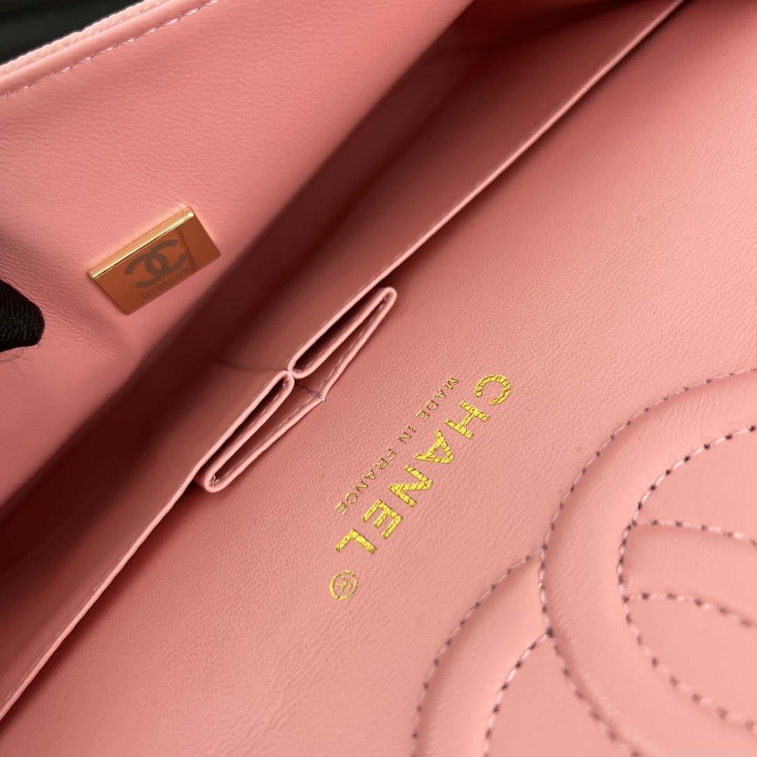 Chanel A01112 Flap Classic 11.12 Handbag Grained Calfskin & Gold-Tone Metal Pink