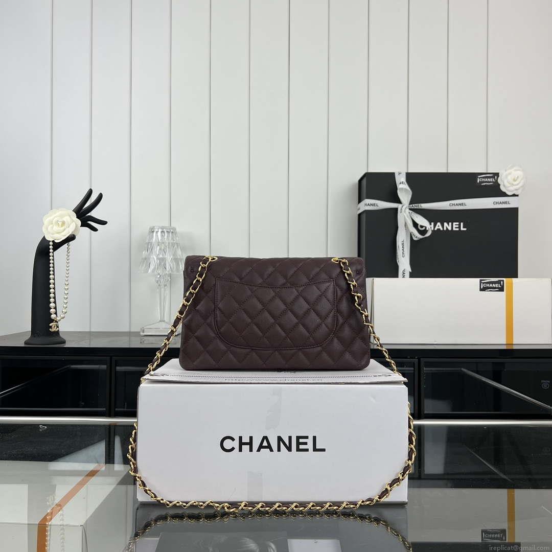 Chanel A01112 Flap Classic 11.12 Handbag Grained Calfskin & Gold-Tone Metal Dark Brown