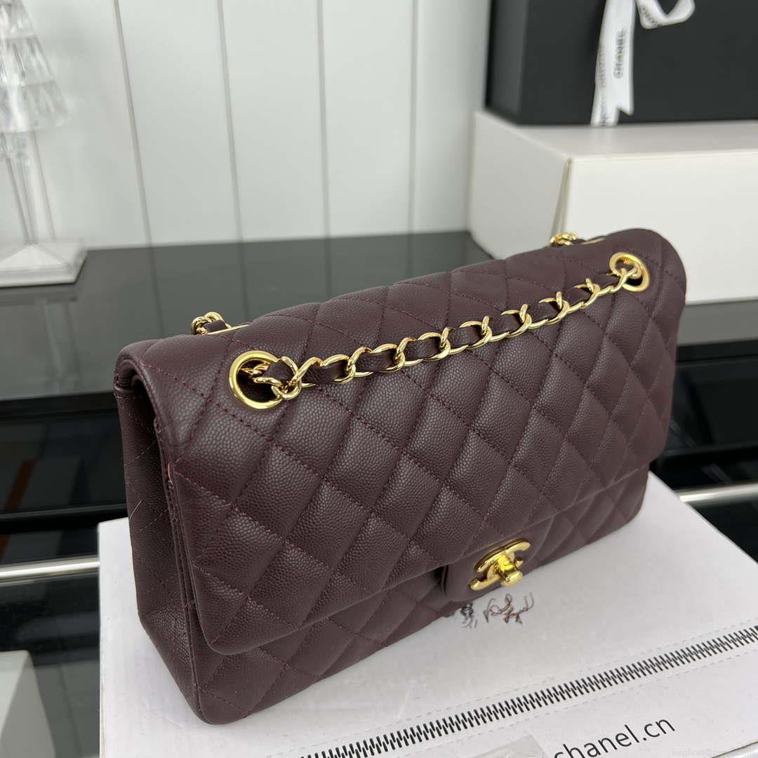Chanel A01112 Flap Classic 11.12 Handbag Grained Calfskin & Gold-Tone Metal Dark Brown