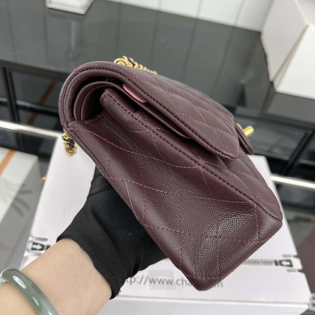 Chanel A01112 Flap Classic 11.12 Handbag Grained Calfskin & Gold-Tone Metal Dark Brown