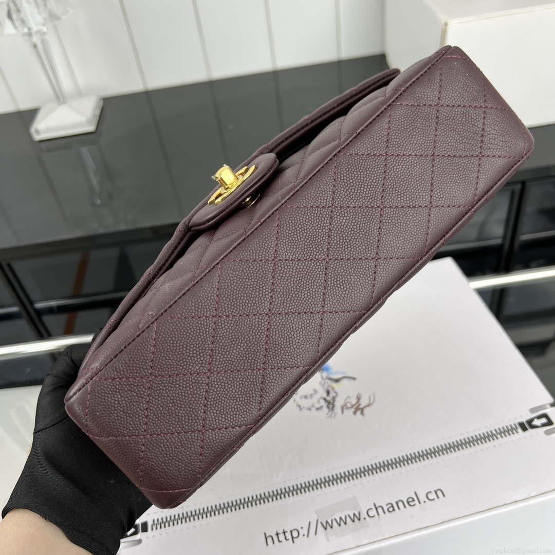 Chanel A01112 Flap Classic 11.12 Handbag Grained Calfskin & Gold-Tone Metal Dark Brown