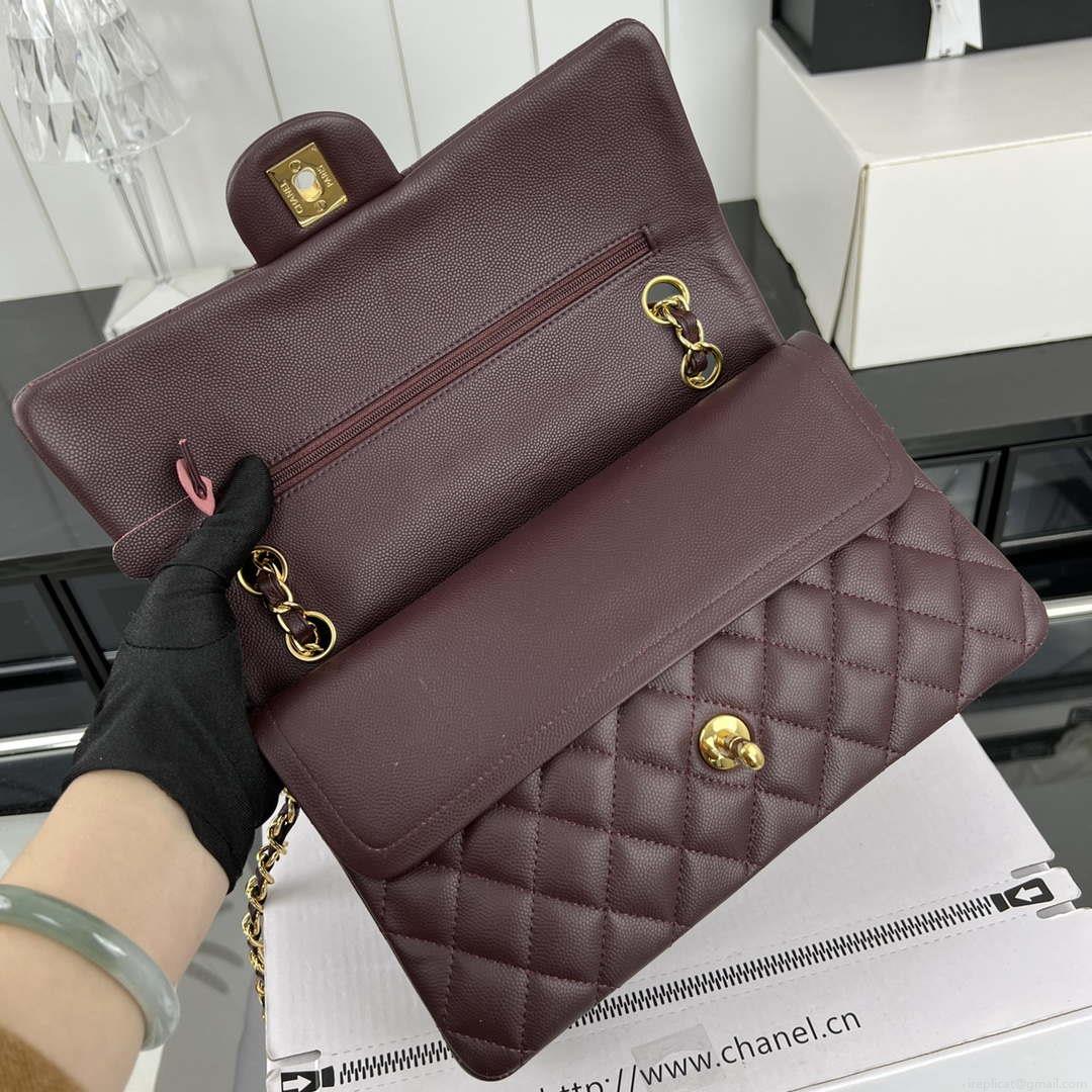 Chanel A01112 Flap Classic 11.12 Handbag Grained Calfskin & Gold-Tone Metal Dark Brown