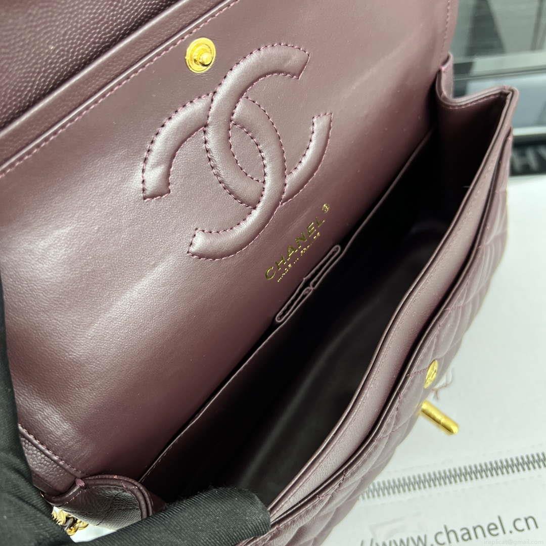 Chanel A01112 Flap Classic 11.12 Handbag Grained Calfskin & Gold-Tone Metal Dark Brown