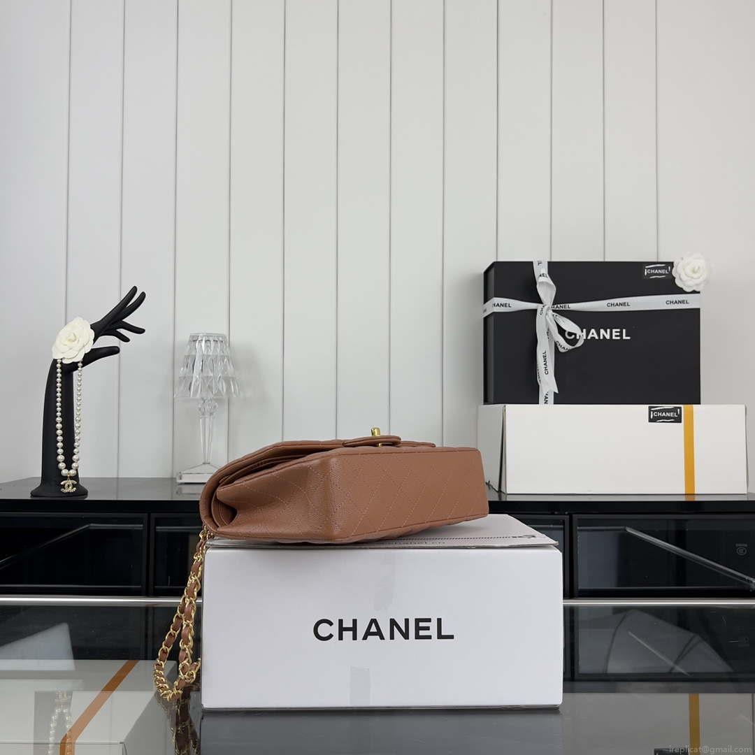 Chanel A01112 Flap Classic 11.12 Handbag Grained Calfskin & Gold-Tone Metal Brown