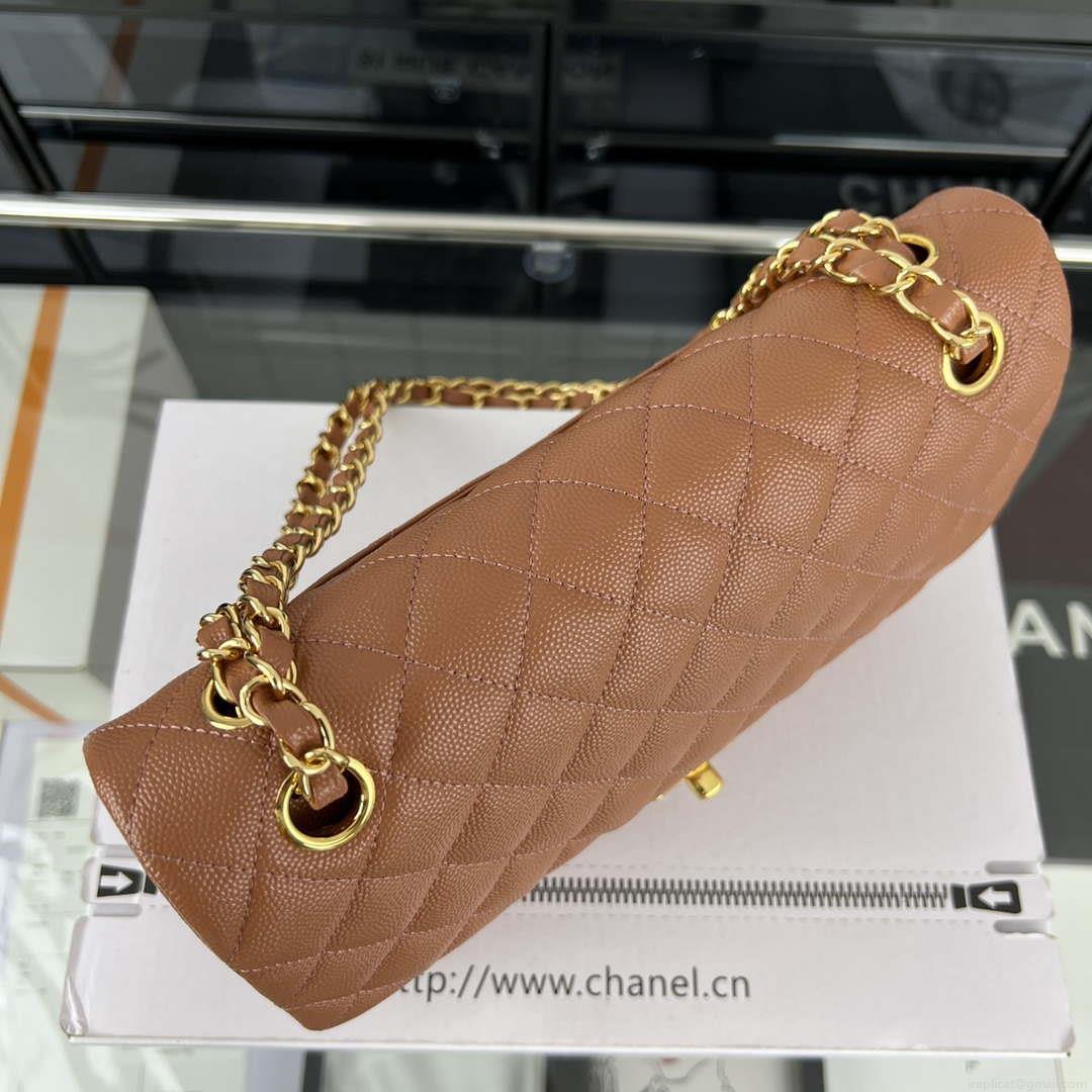 Chanel A01112 Flap Classic 11.12 Handbag Grained Calfskin & Gold-Tone Metal Brown