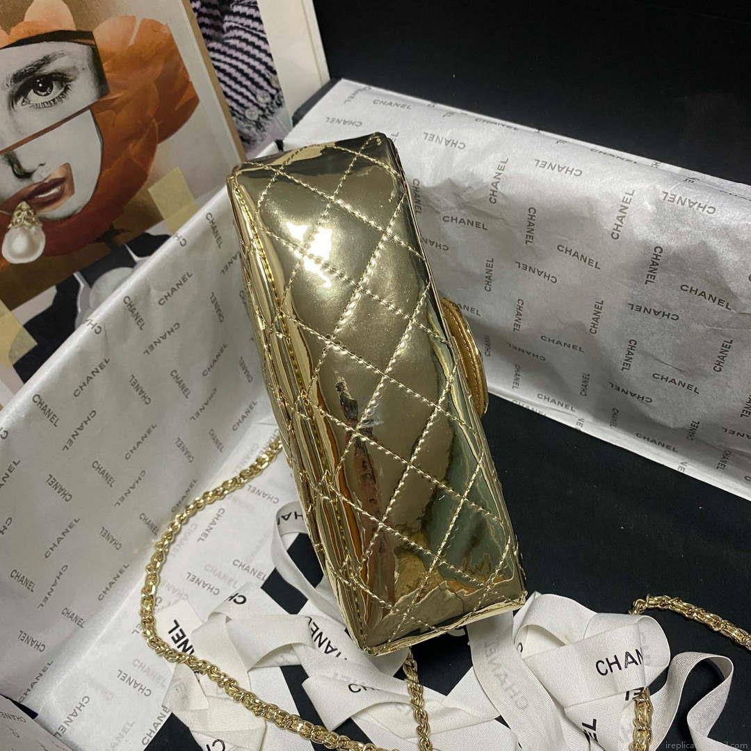 Chanel AS2431 Mini flap Mirror Calfskin Metallic Calfskin & Gold-Tone Metal Gold