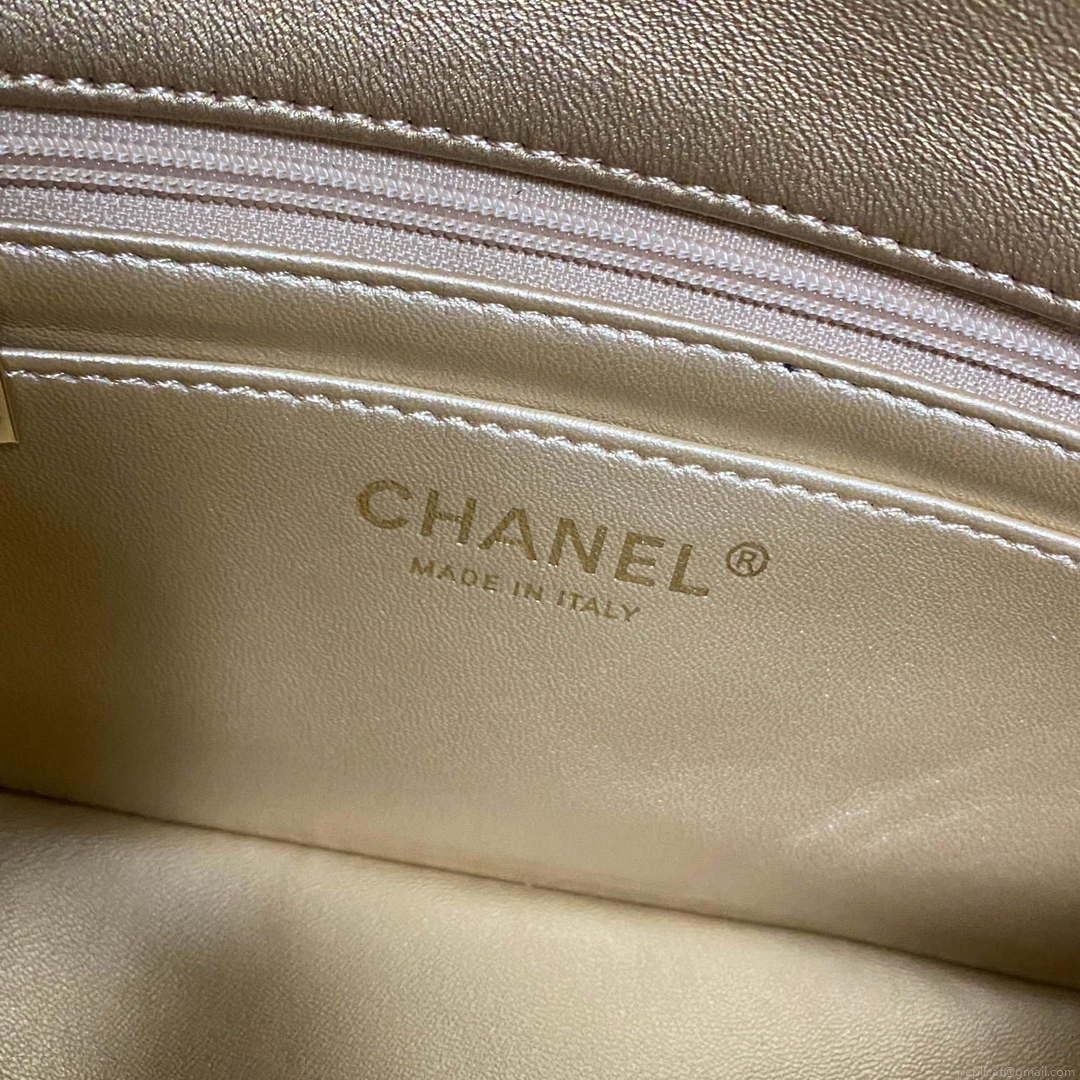 Chanel AS2431 Mini flap Mirror Calfskin Metallic Calfskin & Gold-Tone Metal Gold