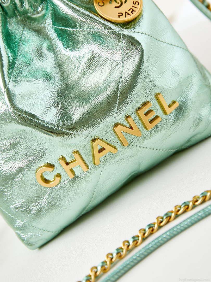 Chanel AS3980 22 Mini Handbag Fantasy color Calfskin & Gold-Tone Metal Green