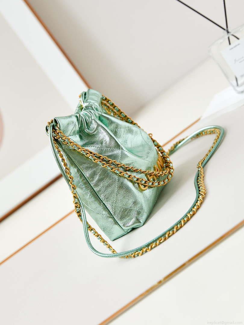 Chanel AS3980 22 Mini Handbag Fantasy color Calfskin & Gold-Tone Metal Green