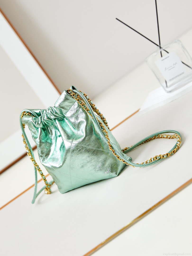 Chanel AS3980 22 Mini Handbag Fantasy color Calfskin & Gold-Tone Metal Green