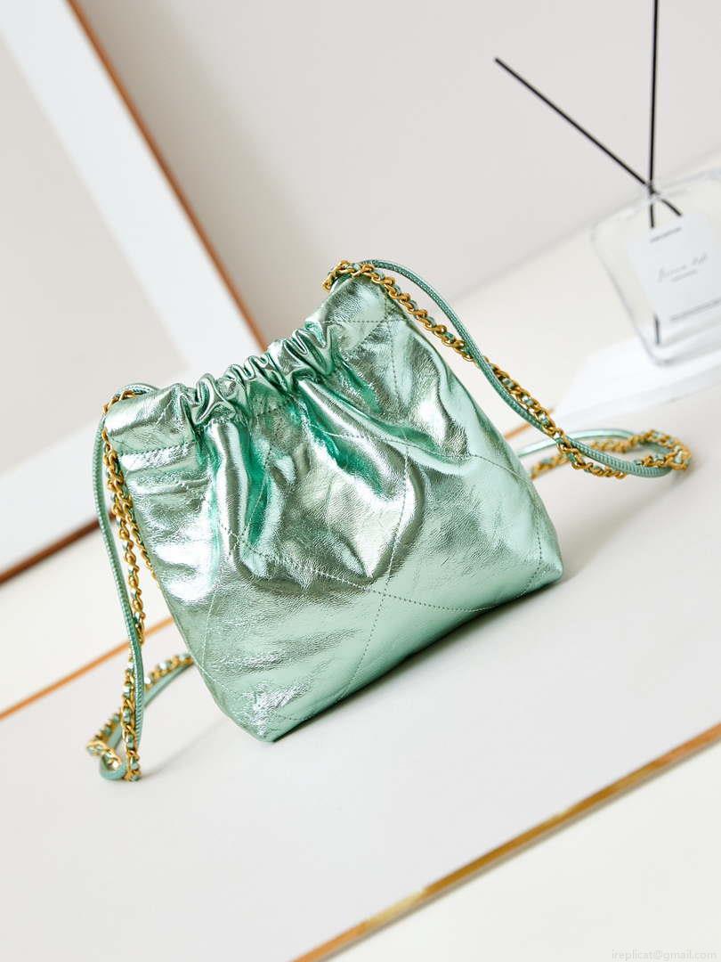 Chanel AS3980 22 Mini Handbag Fantasy color Calfskin & Gold-Tone Metal Green