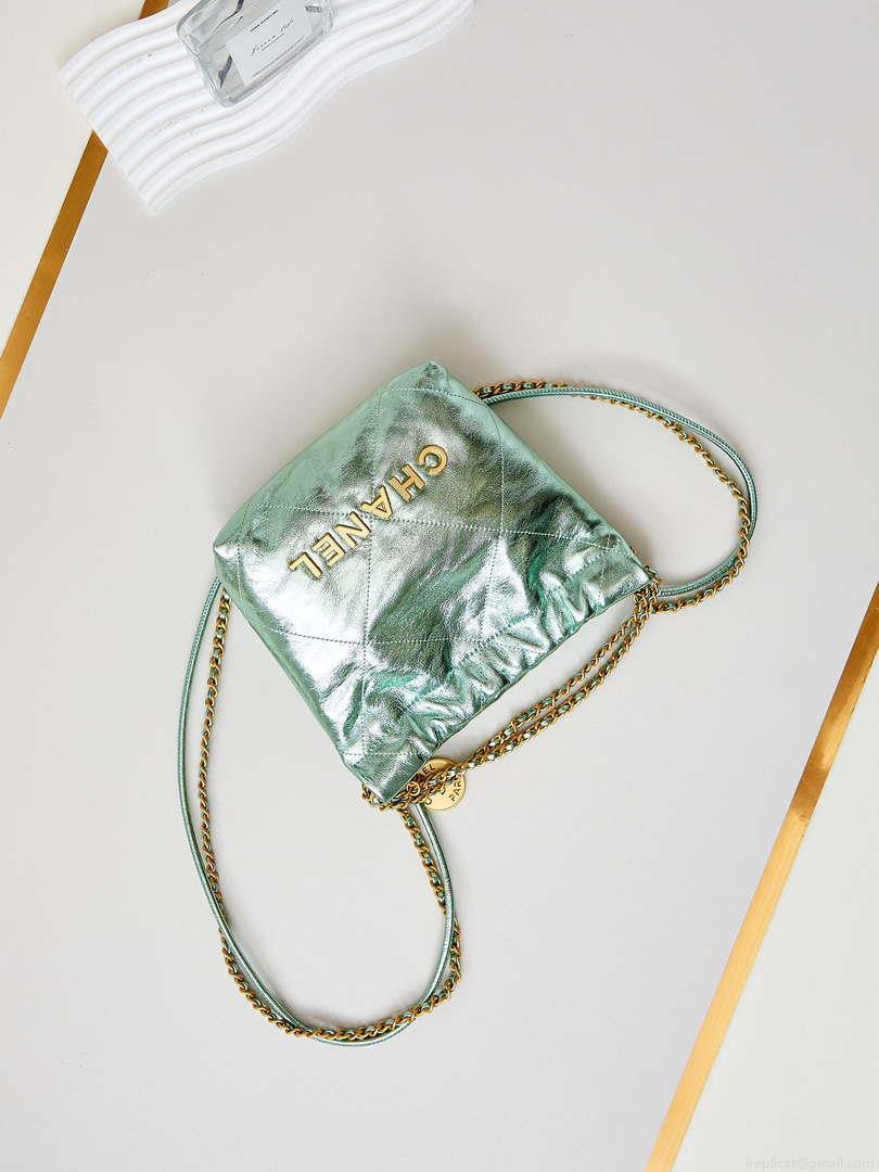 Chanel AS3980 22 Mini Handbag Fantasy color Calfskin & Gold-Tone Metal Green