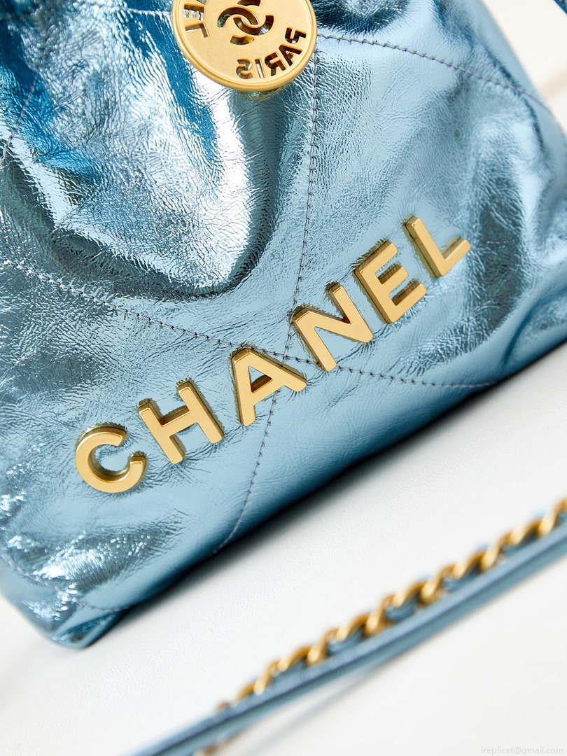 Chanel AS3980 22 Mini Handbag Fantasy color Calfskin & Gold-Tone Metal Blue
