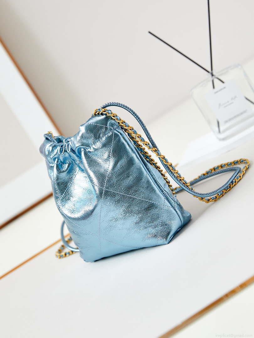 Chanel AS3980 22 Mini Handbag Fantasy color Calfskin & Gold-Tone Metal Blue