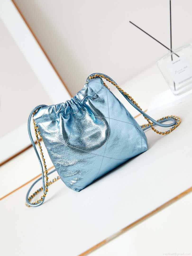 Chanel AS3980 22 Mini Handbag Fantasy color Calfskin & Gold-Tone Metal Blue
