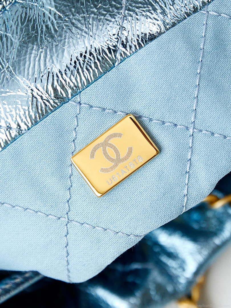 Chanel AS3980 22 Mini Handbag Fantasy color Calfskin & Gold-Tone Metal Blue