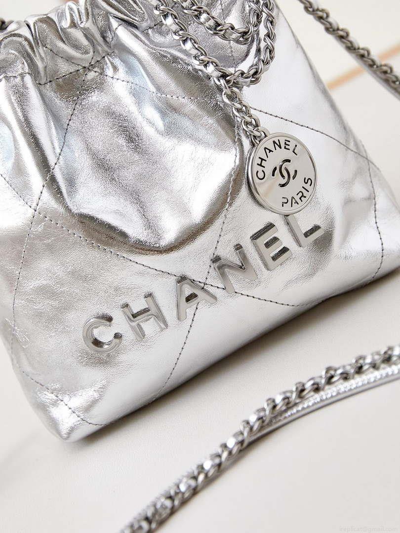 Chanel AS3980 22 Mini Handbag Fantasy color Calfskin & Silver-Tone Metal Silver