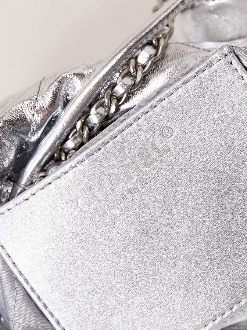 Chanel AS3980 22 Mini Handbag Fantasy color Calfskin & Silver-Tone Metal Silver